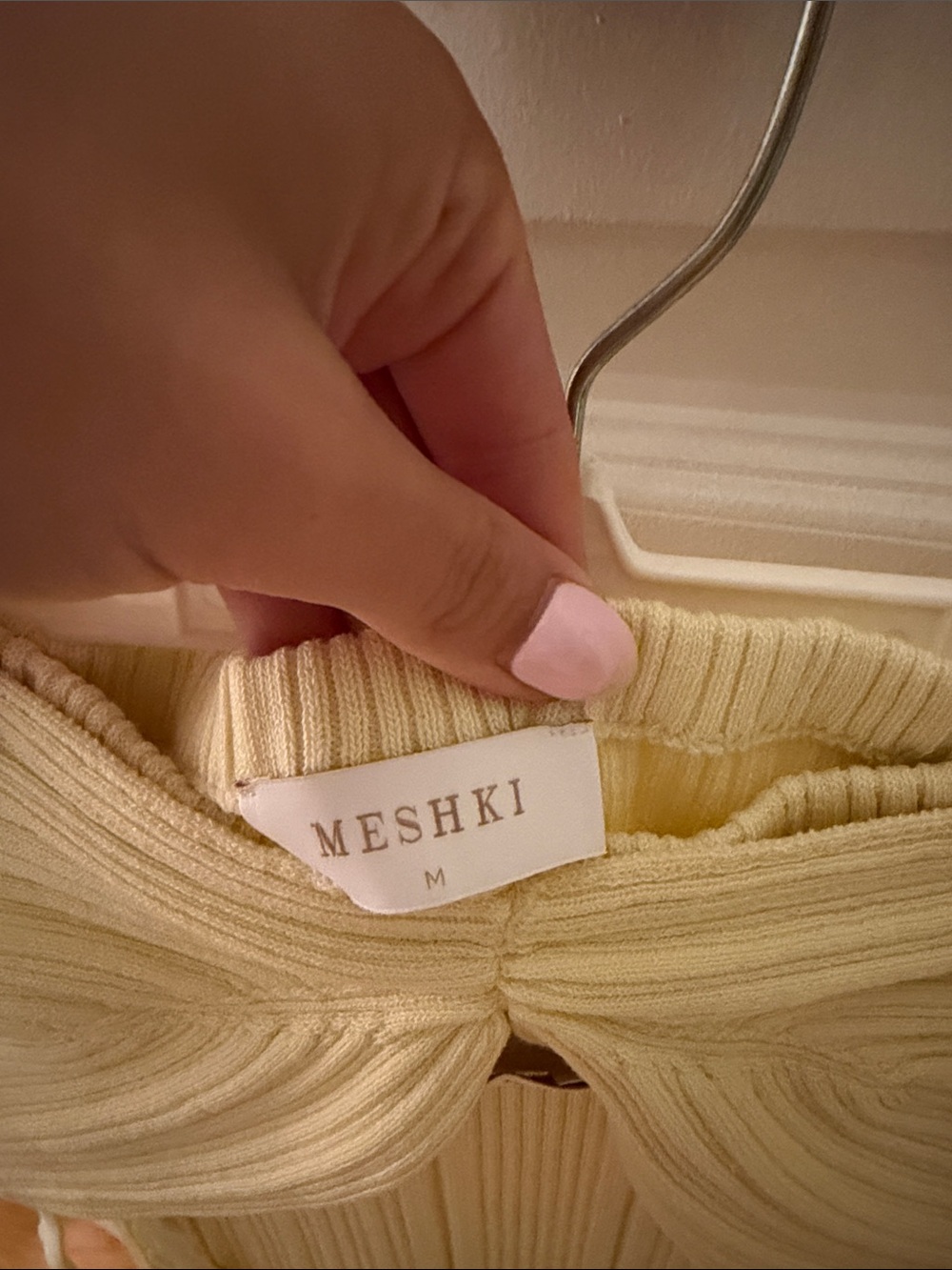 MESHKI Pointelle Knit Maxi Skirt set - Lemon - Picture 4 of 4